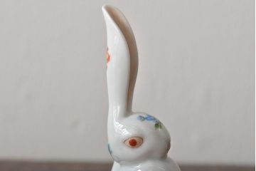 ハンガリー　HEREND　ヘレンド　たち耳うさぎ　フィギュリン　兎　置物(置き物)(R-046479)