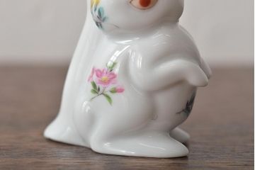ハンガリー　HEREND　ヘレンド　たち耳うさぎ　フィギュリン　兎　置物(置き物)(R-046479)