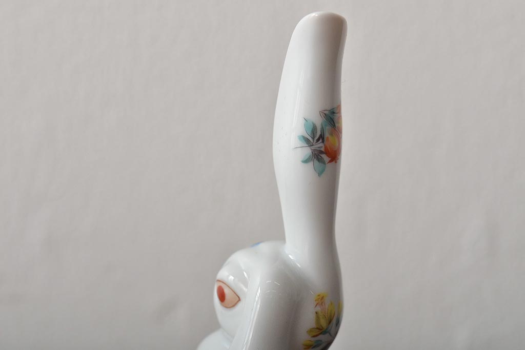 ハンガリー　HEREND　ヘレンド　たち耳うさぎ　フィギュリン　兎　置物(置き物)(R-046479)