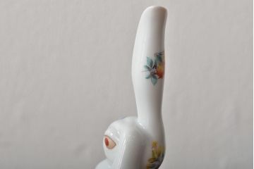 ハンガリー　HEREND　ヘレンド　たち耳うさぎ　フィギュリン　兎　置物(置き物)(R-046479)