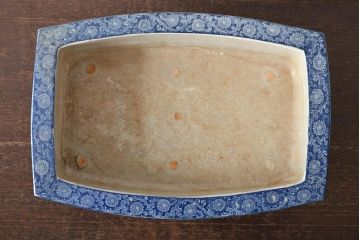 大正〜昭和初期　菖蒲文　印判　水盤(植木鉢、盆栽鉢)(R-046480)