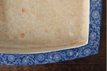 大正〜昭和初期　菖蒲文　印判　水盤(植木鉢、盆栽鉢)(R-046480)