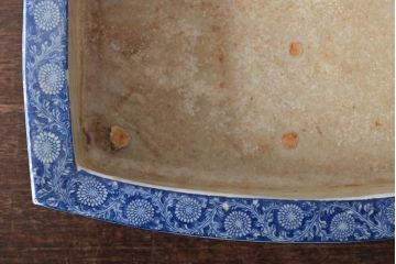 大正〜昭和初期　菖蒲文　印判　水盤(植木鉢、盆栽鉢)(R-046480)