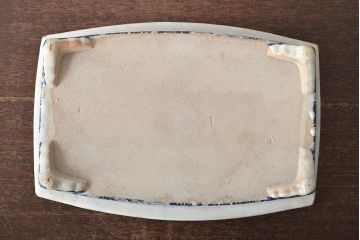 大正〜昭和初期　菖蒲文　印判　水盤(植木鉢、盆栽鉢)(R-046480)