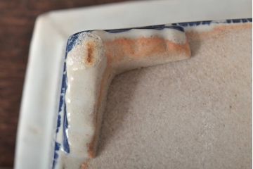 大正〜昭和初期　菖蒲文　印判　水盤(植木鉢、盆栽鉢)(R-046480)