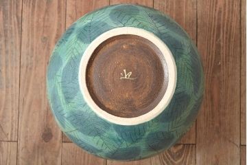 迎泰夫作　陶彩大壷　共箱(栃木県芸術祭奨励賞受賞作品、花瓶、花器)(R-046483)