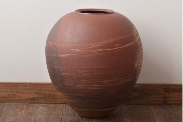 1986年　佐伯守美作　練上象嵌　樹木文壷(益子焼、花瓶、花器)(R-046484)