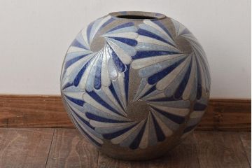 矢内斎　彩色壷　共箱(師加守田章二、益子焼)(R-046486)