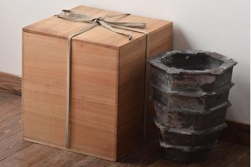 肥沼美智雄作　壷　箱付(作家物、益子焼、花瓶、花器)(R-046487)