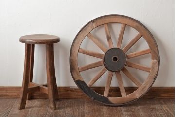 昭和初期　大八車　木製車輪(ディスプレイ、ガーデニング雑貨)(R-046490)