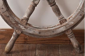 昭和初期　木製ラット　舟舵　操舵輪(ディスプレイ、ガーデニング雑貨)(R-046492)