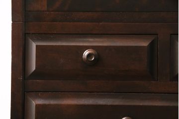 中古　北海道民芸家具　HM160K　落ち着いた色合いが上品な食器棚(本箱、収納棚、飾り棚、キャビネット)(R-046497)