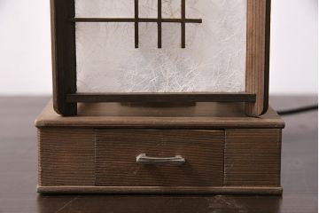 ビンテージ照明　和紙が貼られた情緒漂うスタンドライト(間接照明、テーブルライト、行灯、行燈)(R-046500)
