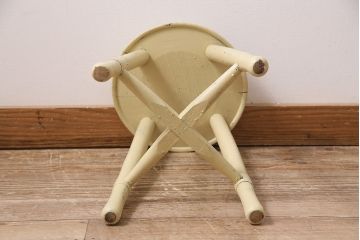 アンティーク家具　昭和初期　優しげな色合いのレトロなペイントスツール(椅子、木製チェア)(R-046503)