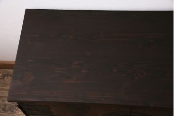 和製アンティーク　前面桐材　和モダンスタイルにおすすめな観音開き戸の脚付き箪笥ローボード(テレビ台、リビングボード)(R-046506)