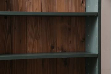 ラフジュ工房オリジナル　ペイント家具　古材使用　シックな雰囲気の薄型ブックシェルフ(収納棚、本棚、ウッドシェルフ)(R-046507)
