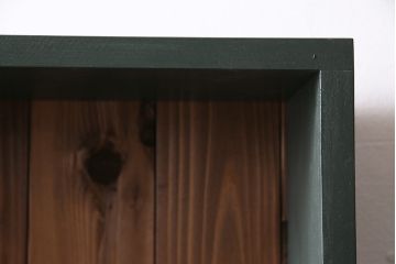 ラフジュ工房オリジナル　ペイント家具　古材使用　シックな雰囲気の薄型ブックシェルフ(収納棚、本棚、ウッドシェルフ)(R-046507)