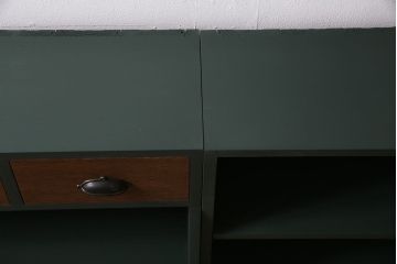 ラフジュ工房オリジナル　ペイント家具　古材使用　シックな雰囲気の薄型ブックシェルフ(収納棚、本棚、ウッドシェルフ)(R-046507)