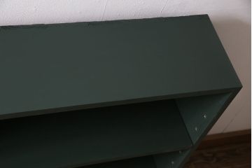ラフジュ工房オリジナル　ペイント家具　古材使用　シックな雰囲気の薄型ブックシェルフ(収納棚、本棚、ウッドシェルフ)(R-046507)