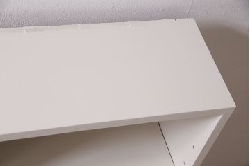 ラフジュ工房オリジナル　無垢材使用　薄型ペイントブックシェルフ(収納棚、本棚、ウッドシェルフ)(R-046508)