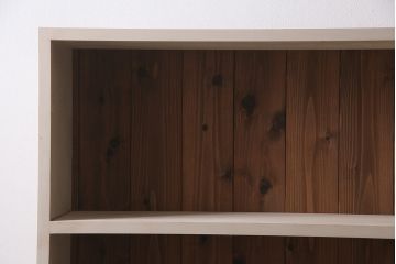ラフジュ工房オリジナル　ペイント家具　古材使用　ナチュラルスタイルにおすすめの薄型ブックシェルフ(収納棚、本棚、ウッドシェルフ)(R-046509)