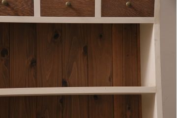 ラフジュ工房オリジナル　ペイント家具　古材使用　ナチュラルスタイルにおすすめの薄型ブックシェルフ(収納棚、本棚、ウッドシェルフ)(R-046509)
