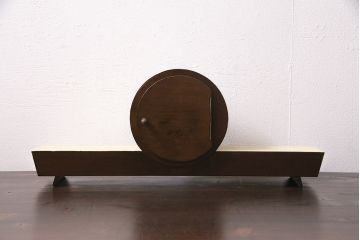 アンティーク雑貨　レトロ　meiji(明治時計社)　電池式　21DAY　金色の数字が可愛い置き時計(古時計)(R-046513)