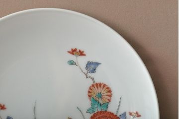 十四代　酒井田柿右衛門　錦菊鳥文　額付　飾り皿(色絵)(R-046516)