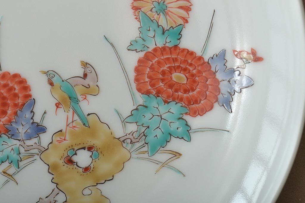 十四代　酒井田柿右衛門　錦菊鳥文　額付　飾り皿(色絵)(R-046516)