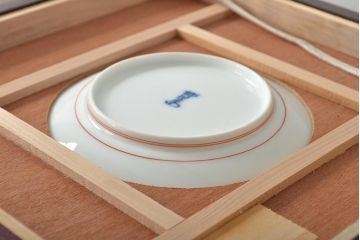 十四代　酒井田柿右衛門　錦菊鳥文　額付　飾り皿(色絵)(R-046516)