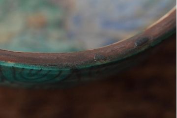 江戸〜明治　九谷焼　変形皿2枚(兎、獅子、角福、青手)(R-046518)