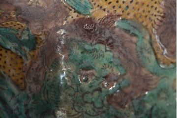 江戸〜明治　九谷焼　変形皿2枚(兎、獅子、角福、青手)(R-046518)