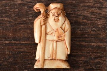 古い彫刻根付5点(玉之、鼠、壽老人、提物)(R-046520)