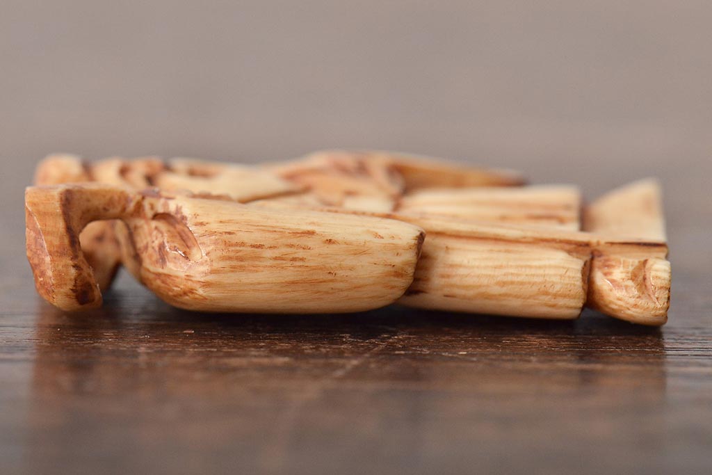 古い彫刻根付5点(玉之、鼠、壽老人、提物)(R-046520)