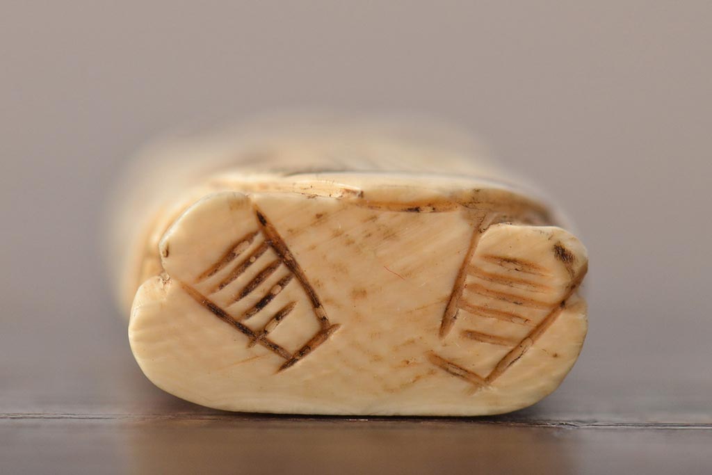 古い彫刻根付5点(玉之、鼠、壽老人、提物)(R-046520)