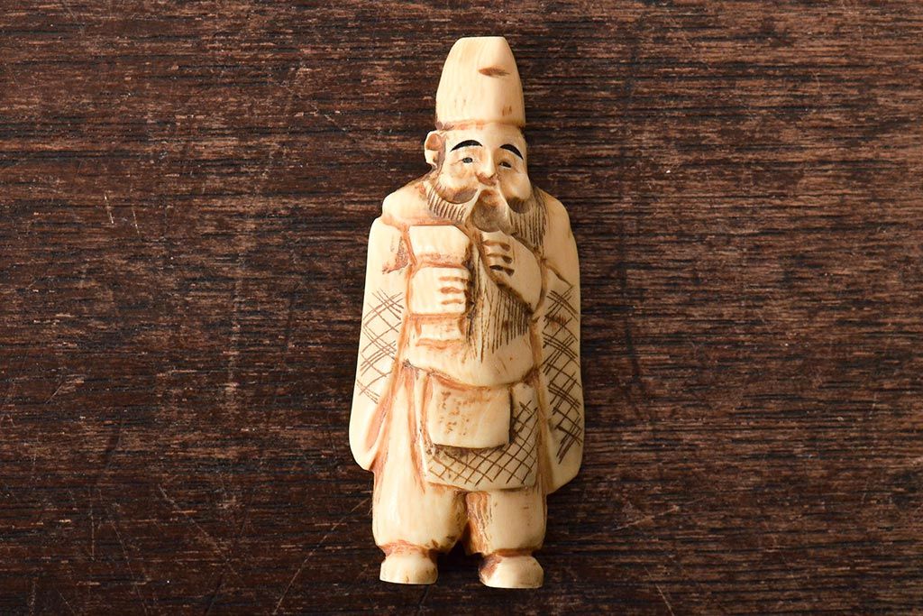 古い彫刻根付5点(玉之、鼠、壽老人、提物)(R-046520)