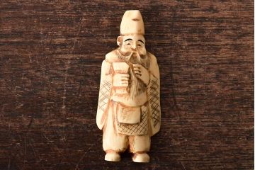 古い彫刻根付5点(玉之、鼠、壽老人、提物)(R-046520)