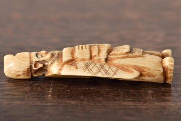 古い彫刻根付5点(玉之、鼠、壽老人、提物)(R-046520)