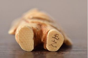 古い彫刻根付5点(玉之、鼠、壽老人、提物)(R-046520)