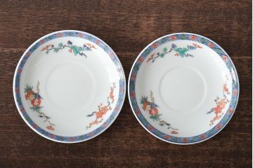 十四代　酒井田柿右衛門　染錦　カップ&ソーサー2客(R-046522)