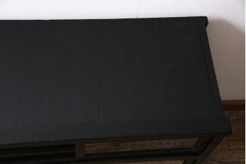 アンティーク家具　和製アンティーク　昭和初期　組子細工が映える脚付キャビネット(サイドボード、収納棚、戸棚)(R-046536)