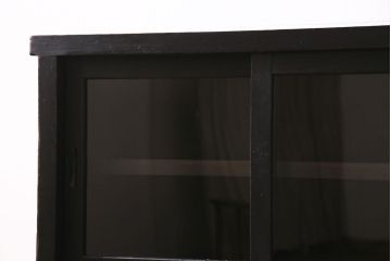アンティーク家具　昭和初期　ペイント　脚付き　落ち着いた色合いが魅力の戸棚(収納棚、食器棚)(R-046537)