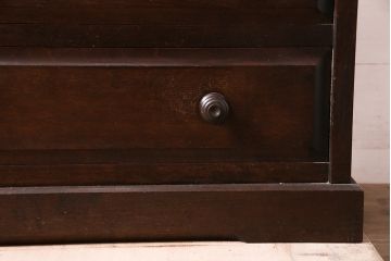 中古　北海道民芸家具　鏡付き　上品な雰囲気づくりに活躍する2段重ねワードローブ(洋服タンス、洋服箪笥)(R-046597)
