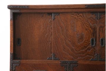 中古　国産　民芸家具　中開き　衣装盆付き　上品な和を感じさせる衣装箪笥(和タンス、着物箪笥)(R-046601)