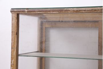 アンティーク家具　昭和中期　ナラ材　ころんとした脚が可愛いレトロなガラスケース(ショーケース、陳列棚)(R-046604)