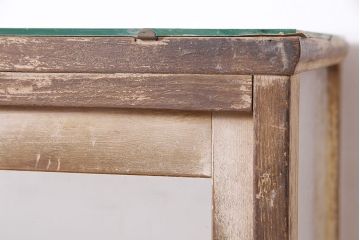 アンティーク家具　昭和中期　ナラ材　ころんとした脚が可愛いレトロなガラスケース(ショーケース、陳列棚)(R-046604)