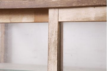アンティーク家具　昭和中期　ナラ材　ころんとした脚が可愛いレトロなガラスケース(ショーケース、陳列棚)(R-046604)
