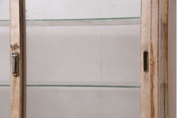 アンティーク家具　昭和中期　ナラ材　ころんとした脚が可愛いレトロなガラスケース(ショーケース、陳列棚)(R-046604)