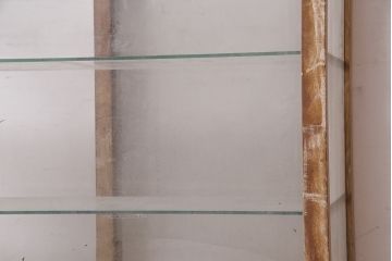 アンティーク家具　昭和中期　ナラ材　ころんとした脚が可愛いレトロなガラスケース(ショーケース、陳列棚)(R-046605)