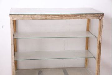 アンティーク家具　昭和中期　ナラ材　ころんとした脚が可愛いレトロなガラスケース(ショーケース、陳列棚)(R-046605)